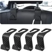 RPSTrading Haken für die Kopfstütze im Auto, 4 Stück, schwarz, Haken für versteckte Autositze, geeignet zum Aufhängen von Taschen, Einkaufstaschen, Spielzeug für Kinder, Autozubehör für den Innenraum Kohlefasern