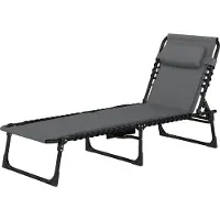 Dopwii Liegestuhl, Sonnenliege mit Polsterung und Seitentasche, Gartenliege, Pool-Liege, Polsterliege, Grau