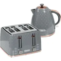 Slyrun 2-in-1 Toaster und Wasserkocher Set, 1,7 Liter, 4 Toastscheiben, Grau Kunststoff, Mehrere Optionen