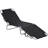 Welikera Sonnenliege, klappbar, verstellbare Rückenlehne, rostfreier Metallrahmen, 187 x 55 x 24, Schwraz