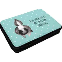 Mr. & Mrs. Panda Federmäppchen Stinktier Angriff - Türkis Pastell - Geschenk, Wildtier, Drohung, Federtasche, Stifteetui, Etui, Schlampermäppchen, Skunk, Raubtier, wütend