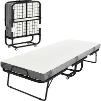 Slyrun Klappbett 80x200 cm Erwachsene G?stebett Klappbar mit 10cm Dicker Schaumstoff Reisebett mit Stahlrahmen Feldbett mit Rollen bis 150 kg belastbar Einzelbett