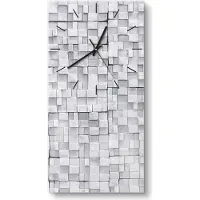 DEQORI Glasuhr 30x60 cm Modern 'Ungleichmäßige Ziegel' Wanduhr Glas Uhr Design leise