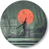 DEQORI Glasuhr Ø50 cm Zahlen 'Waldweg zum Mond' Wanduhr Glas Uhr Design leise Küchenuhr