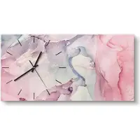 DEQORI Glasuhr 60x30 cm Modern 'Elegante Farbströme' Wanduhr Glas Uhr Design leise Küchenuhr