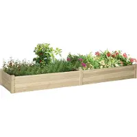 Dopwii Hochbeet, 2 Pflanzbereiche, Innenverkleidung aus Vlies, wetterbeständig, Massivholz, 244 cm x 61,5 cm x 27 cm