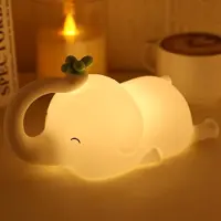 Dopwii Nachtlichter, Elefanten-Nachtlicht aus Silikon für Kinder – 3-stufig dimmbare und wiederaufladbare LED-Lampe, weiches Tierlicht mit Touch-Steuerung