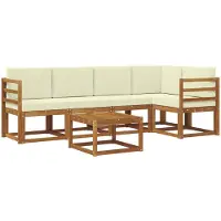 vidaXL Outdoor-Sofagarnitur 6 stk. Natur und Creme