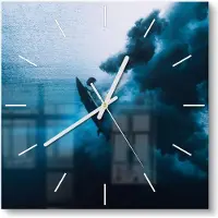 DEQORI Glasuhr 30x30 cm Modern 'Surfer taucht Unterwasser' Wanduhr Glas Uhr Design leise