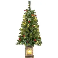 Welikera Künstlicher Weihnachtsbaum 120 cm Tannenbaum künstlich mit 100 LED Beleuchtung, 8 Modi, 214 Spitzen