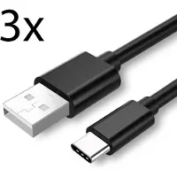 Emiro 3x Typ-C Ladekabel für Original Samsung Galaxy A52, A52 5G, A52s 5G, A53 5G Datenkabel 1,5m schwarz USB-Ladegerätkabel Aufladekabel Type-C Charging-Cable