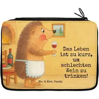 Mr. & Mrs. Panda Schlampermäppchen Igel Wein Design - Weiß - Geschenk, Federmäppchen, Etui, Federtasche, Weinliebhaber, Rotwein, Bleistiftetui, Mäppchen, Weinglas, Spruch