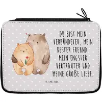 Mr. & Mrs. Panda Schlampermäppchen Bären Liebe - Grau Pastell - Geschenk, Verknallt, Beziehung, Mäppchen, Federmäppchen, Federtasche, Kuscheln, Bleistiftetui, Blume