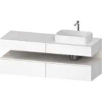 Duravit Collection One Konsolenwaschtischunterbau, 2 Auszüge, 2 Schubkästen, Ausschnitt rechts, 1600x550x600mm, Nische Weiß Supermatt, QA4778084180010, Farbe: Weiß Matt/mit Nischenbeleuchtung