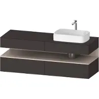 Duravit Collection One Konsolenwaschtischunterbau, 2 Auszüge, 2 Schubkästen, Ausschnitt rechts, 1600x550x600mm, Nische Taupe Matt, QA4778091800010, Farbe: Graphit Supermatt/mit Nischenbeleuchtung