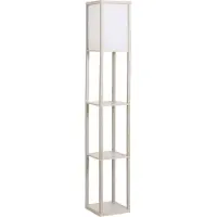 Dopwii Stehlampe mit Regalen, Stehleuchte, Holz, 26 x 26 x 160 cm, für Wohn-/Schlafzimmer (Ohne Glühbirne)