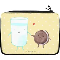 Mr. & Mrs. Panda Federmappe Milch Keks - Gelb Pastell - Geschenk, Cookie, Mäppchen, Lustige Sprüche, Kaffee, Federtasche, Federmäppchen, Schulmäppchen, Milk, Schreibmappe