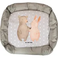 Mr. & Mrs. Panda Hundesofa Bär und Hase Umarmen - Grau Pastell - Geschenk, für Immer, Welpen, BFF, Dankeschön, Hundekorb, Geburtstag, Freundin, Vatertag, Hund