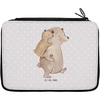 Mr. & Mrs. Panda Schlampermäppchen Papa Bär - Grau Pastell - Geschenk, Vater, Vatertag, Bleistiftetui, Geburtstag, Muttertag, Etui, Federmäppchen, Mäppchen, Federtasche