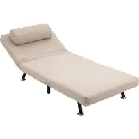 MEIYOU Klappsessel mit Bettfunktion – Relaxsessel in Leinenoptik, verstellbare Rückenlehne, Maße: 75 × 70 × 75 cm, Farbe: Beige.