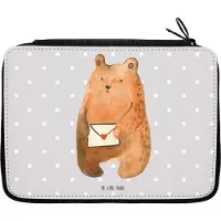 Mr. & Mrs. Panda Etui Bär Vermissen - Grau Pastell - Geschenk, Liebeskummer, Schulmäppchen, Freund, Unglücklich Verliebt, Federtasche, Teddy, Bleistiftetui, Federmappe