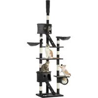 PawHut Katzenbaum Kratzbaum Kletterbaum deckenhoch verstellbar Dunkelgrau
