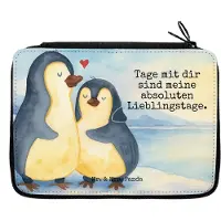 Mr. & Mrs. Panda Federtasche Pinguin umarmen Design - Weiß - Geschenk, Liebe, Mäppchen, Etui, Hochzeitstag, Hochzeit, Jahrestag, für Stifte, Schreibmappe, Federmäppchen