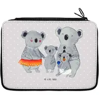 Mr. & Mrs. Panda Federmappe Koala Familie - Grau Pastell - Geschenk, Family, Mäppchen, Federtasche, Mama, Bleistiftetui, Federmäppchen, Etui, Koalas, Muttertag, Kinder