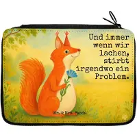 Mr. & Mrs. Panda Etui Eichhörnchen Blume Design - Weiß - Geschenk, Bleistiftetui, Spaß, Federtasche, Federmäppchen, Lustige Sprüche, Schlampermäppchen, Eichhorn, Mäppchen