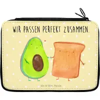 Mr. & Mrs. Panda Bleistiftetui Avocado Toast - Gelb Pastell - Geschenk, Verliebt, Federmappe, Hochzeit, Stifteetui, Freundin, Schreibmappe, Toastbrot, Mäppchen