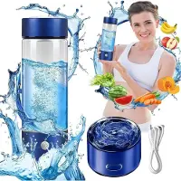 BundiGlassware Wasserstoff-Wassergenerator mit PEM-SPE-Technologie, 420ml Wasserstoff Wasserflasche, 3000PPB Wasserflasche, Wasseraufbereitung in 3 Minuten, blau