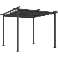 Dopwii 3 x 3 m Garten-Pergola mit verstellbarem Dach, Metallrahmen, UPF30+ Schutz, Sonnendach für Veranda, Terrasse, Dunkelgrau