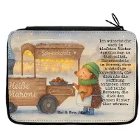 Mr. & Mrs. Panda Etui Igel Maronen Design - Weiß - Geschenk, Duft, Federmappe, Bleistiftetui, Weihnachtsmarkt, Weihnachten, Federmäppchen, Mäppchen, Schlampermäppchen
