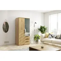 FURMEB Patryk Hojka FurMeb24 Schrank FLORENCJA 100X245 cm Kleiderschrank mit Spiegel - Craft Gold