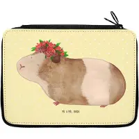 Mr. & Mrs. Panda Etui Meerschweinchen Weisheit - Gelb Pastell - Geschenk, Spruch, Bleistiftetui, Wunderland, Wunder, Lustige Sprüche, Federmäppchen, Motivation, Mäppchen