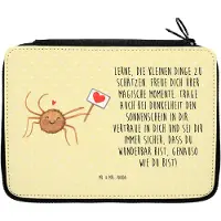 Mr. & Mrs. Panda Bleistiftetui Spinne Agathe Motivation - Gelb Pastell - Geschenk, Schulmäppchen, Mäppchen, Dankeschön, Etui, Stifteetui, Liebe, Vertrauen, Glück
