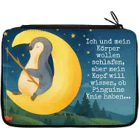 Mr. & Mrs. Panda Mäppchen Pinguin Mond Design - Weiß - Geschenk, Etui, Süßigkeiten, Pinguine, Federtasche, Malmappe, Spruch, Schreibmappe, Neugierig, Federmappe