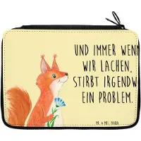 Mr. & Mrs. Panda Bleistiftetui Eichhörnchen Blume Motiv - Gelb Pastell - Geschenk, Spaß, Lustige Sprüche, Lachen, Schlampermäppchen, Etui, Motivation, Eichhorn