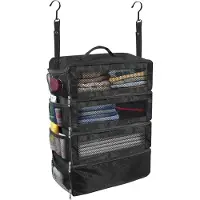 RPSTrading Koffer-Organizer, Reisegepäck-Organizer, tragbar, hängende Reiseregale, zusammenklappbar, zum Aufhängen, Packwürfel für Handgepäck, Schwarz, M, M