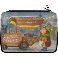 Mr. & Mrs. Panda Bleistiftetui Igel Maronen Design - Weiß - Geschenk, Weihnachten, Federmäppchen, Kastanien, Mäppchen, Schulmäppchen, Etui, Schlampermäppchen, Duft