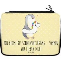 Mr. & Mrs. Panda Schlampermäppchen Sommer Meer Strand Motiv - Gelb Pastell - Geschenk, Mäppchen, Geschenke, Etui für Stifte, Federmäppchen, Strandurlaub, Motive, Winter