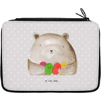 Mr. & Mrs. Panda Bleistiftetui Bär Gefühl - Grau Pastell - Geschenk, Mäppchen, Federmäppchen, Durchgedreht, Etui, Federmappe, Verrückt, Wahnsinn, Teddy, reiseetui