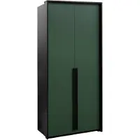 Furniture24 Kleiderschrank Genua 105 Schrank 105X215X65 Cm 2 Türiger Drehtürenschrank Schwarz/Flaschegrün