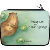 Mr. & Mrs. Panda Stifteetui Otter Seerose Design - Weiß - Geschenk, Lieblingstag, Bleistiftetui, Seeotter, Mäppchen, reiseetui, Etui, Federmäppchen, Federtasche, Fluss