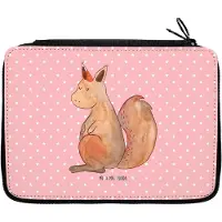 Mr. & Mrs. Panda Bleistiftetui Einhorn Glauben - Rot Pastell - Geschenk, Eichhörnchen, Einhörner, Unicorn, Stifteetui, Etui, Mäppchen, Eichhorn, Federmappe, Einhörnchen