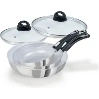 Genius Cerafit Steel Pfannenset 5-tlg 20 24 28 cm mit Deckel Induktion Pfanne