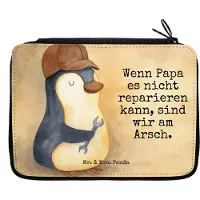 Mr. & Mrs. Panda Federtasche Wenn Papa es nicht reparieren kann, sind wir am Arsch Design - Weiß - Geschenk, Stiftetasche, Vatertag, Federmäppchen, Dad, Schlampermäppchen