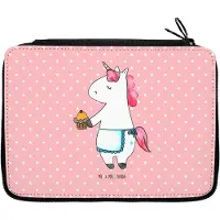 Mr. & Mrs. Panda Federmäppchen Einhorn Muffin - Rot Pastell - Geschenk, Bleistiftetui, Etui, Geburtstag, Schlampermäppchen, Unicorn, Kekse, Federtasche, Liebesgrüße