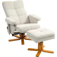 Dopwii Massagesessel mit Liegefunktion und Fußhocker, 145°-Neigung, Polyester, 80 x 86 x 99 cm, Cremeweiß