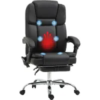 Dopwii Vinsetto Verstellbarer Bürostuhl mit 6 Massagepunkten, Wärmefunktion, Fußstütze, Kunstleder, Schwarz